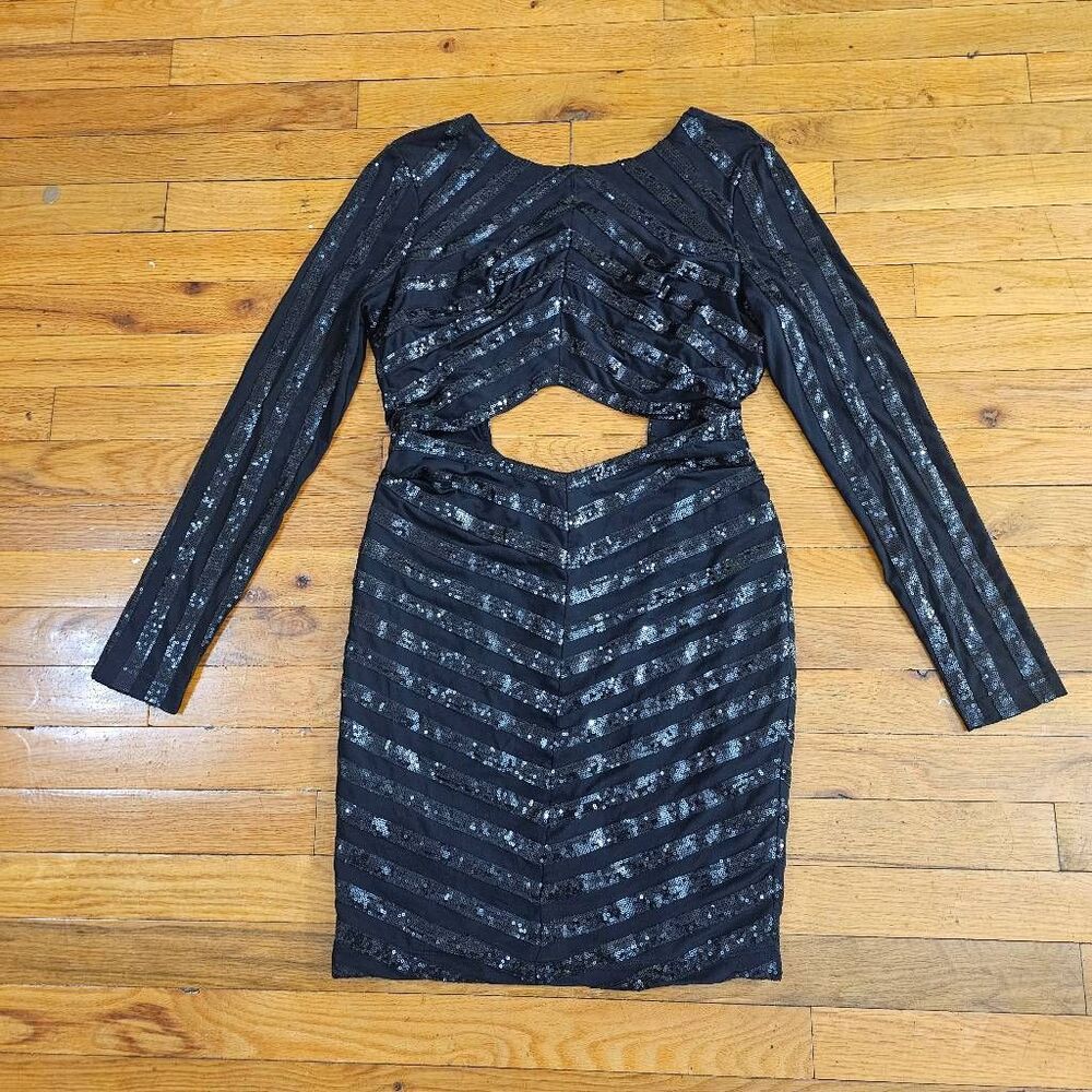 House of CB Women's Mini Sequined Suna Black Dress Size S - Picture 3 of 13